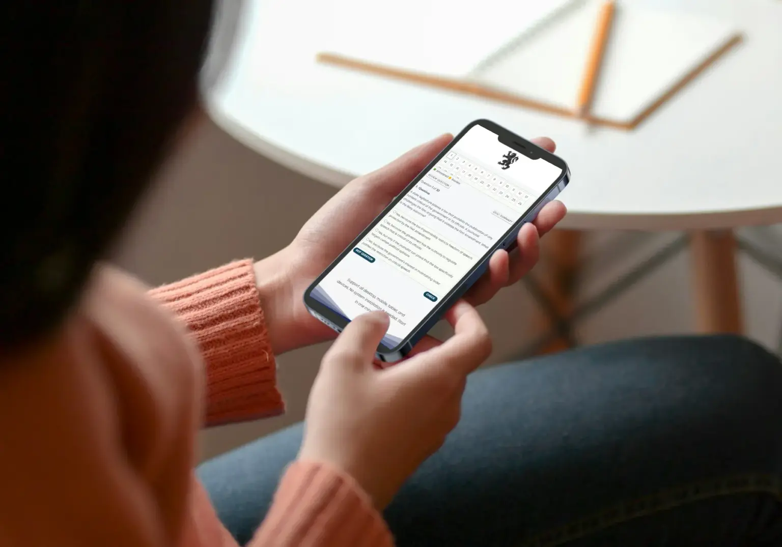 Candidate using Enterprise Arch Exam on mobile